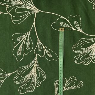 Linen viscose EMBROIDERY Greenery