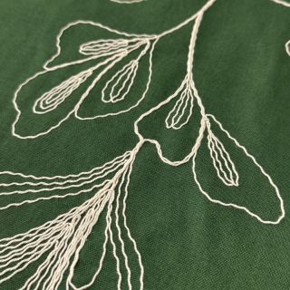 Linen viscose EMBROIDERY Greenery