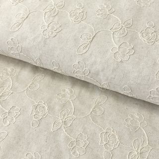 Linen viscose EMBROIDERY Climbing flowers