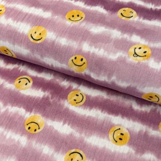 Double gauze/muslin Happy faces blush digital print