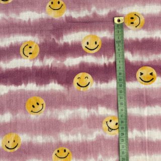 Double gauze/muslin Happy faces blush digital print