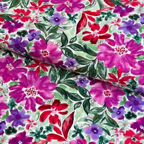 Viscose RADIANCE Gentle flowers purple digital print