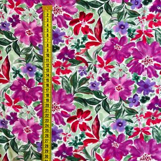 Viscose RADIANCE Gentle flowers purple digital print