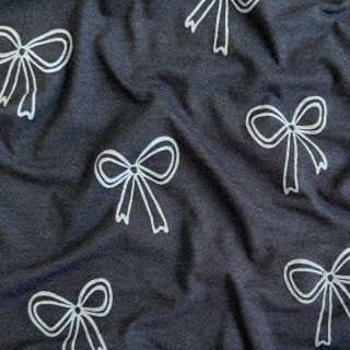 Jersey Glitter bows indigo melange