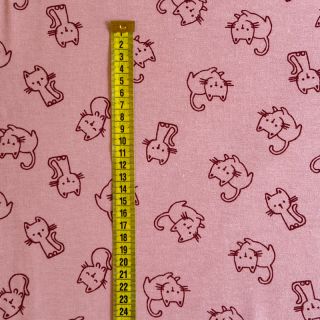 Cotton fabric FLANNEL Cats old rose