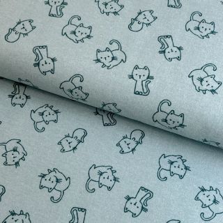 Cotton fabric FLANNEL Cats mint