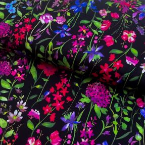 Viscose SATIN Dark meadow digital print