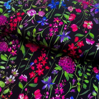 Viscose SATIN Dark meadow digital print