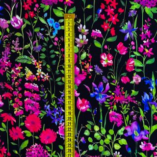 Viscose SATIN Dark meadow digital print