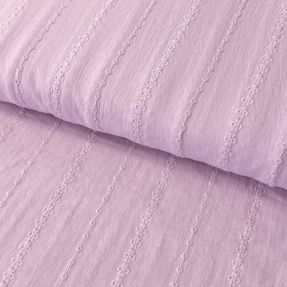 Cotton fabric VOILE Embroidery Stripes lilac