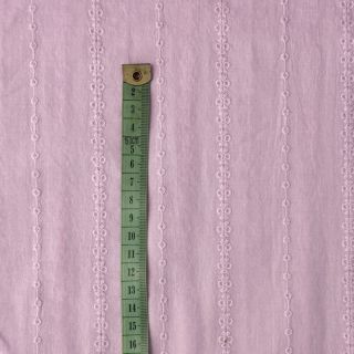 Cotton fabric VOILE Embroidery Stripes lilac