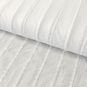 Cotton fabric VOILE Embroidery Stripes white