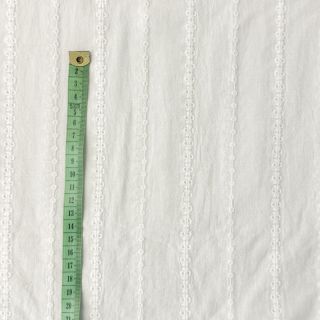 Cotton fabric VOILE Embroidery Stripes white