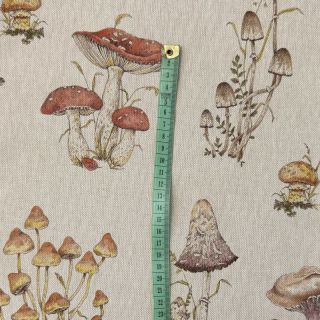 Decoration fabric Linenlook premium Mushroom Hand Drawn digital print