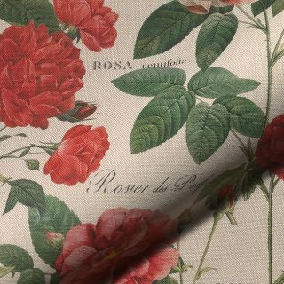 Decoration fabric Linenlook premium Vintage Rose Garden digital print