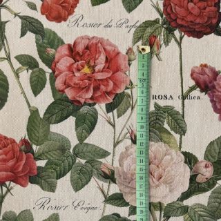 Decoration fabric Linenlook premium Vintage Rose Garden digital print