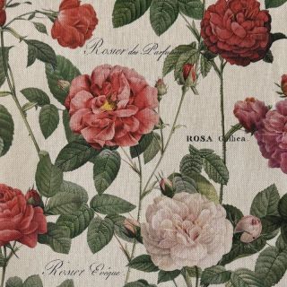 Decoration fabric Linenlook premium Vintage Rose Garden digital print