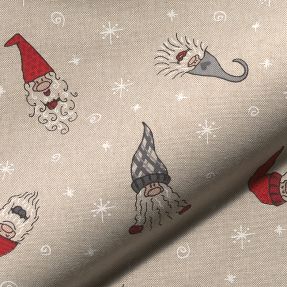 Decoration fabric Linenlook Tomte Happy Faces