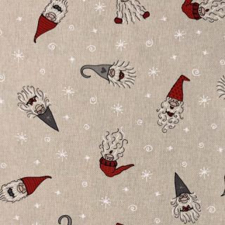 Decoration fabric Linenlook Tomte Happy Faces