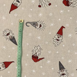 Decoration fabric Linenlook Tomte Happy Faces