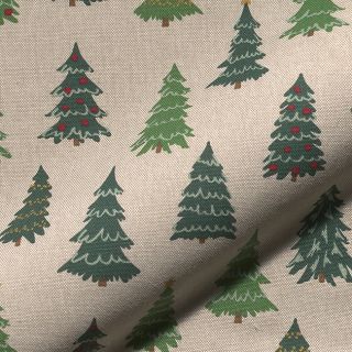 Decoration fabric Linenlook Xmas Pine Tree