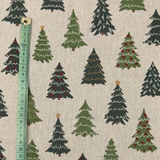 Decoration fabric Linenlook Xmas Pine Tree