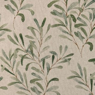 Decoration fabric Linenlook Misletoe Painted Leaf