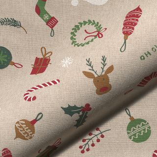 Decoration fabric Linenlook Xmas Decoration Mix