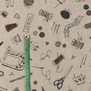 Decoration fabric Linenlook Sewing Doodle Craft