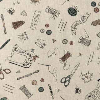 Decoration fabric Linenlook Sewing Doodle Craft