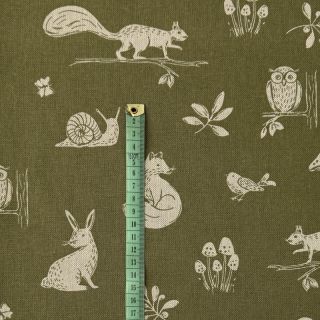 Decoration fabric Linenlook Forest Animal Scene