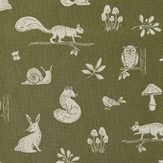 Decoration fabric Linenlook Forest Animal Scene