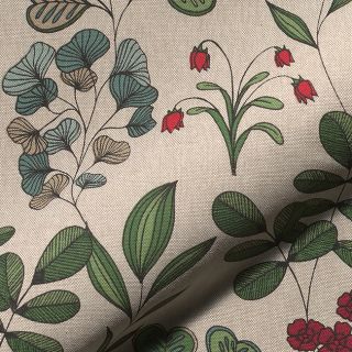 Decoration fabric Linenlook Hand Drawn Foliage