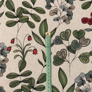 Decoration fabric Linenlook Hand Drawn Foliage