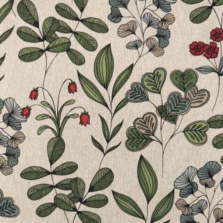 Decoration fabric Linenlook Hand Drawn Foliage