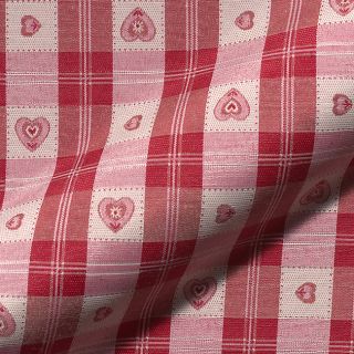 Decoration fabric jacquard DOUBLE FACE Landhaus Heart Check dark red