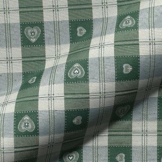 Decoration fabric jacquard DOUBLE FACE Landhaus Heart Check forest green