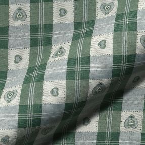 Decoration fabric jacquard DOUBLE FACE Landhaus Heart Check forest green