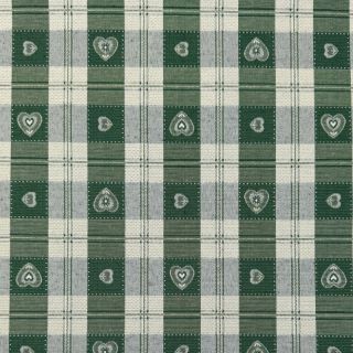 Decoration fabric jacquard DOUBLE FACE Landhaus Heart Check forest green