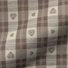 Decoration fabric jacquard DOUBLE FACE Landhaus Heart Check taupe