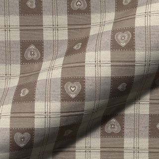 Decoration fabric jacquard DOUBLE FACE Landhaus Heart Check taupe