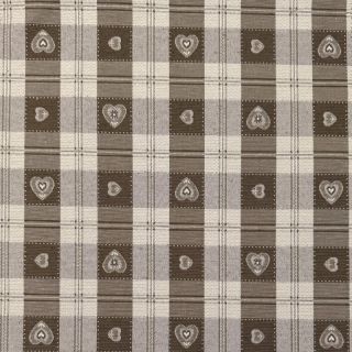 Decoration fabric jacquard DOUBLE FACE Landhaus Heart Check taupe