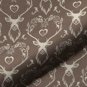 Decoration fabric jacquard DOUBLE FACE Landhaus Deer Heart taupe