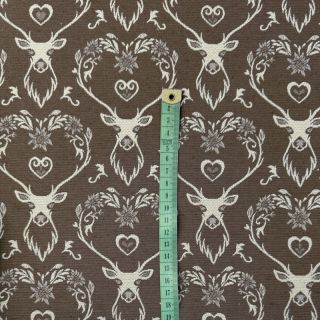 Decoration fabric jacquard DOUBLE FACE Landhaus Deer Heart taupe