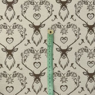 Decoration fabric jacquard DOUBLE FACE Landhaus Deer Heart taupe