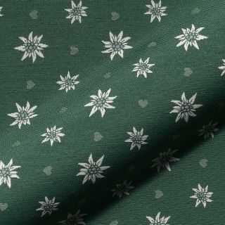 Decoration fabric jacquard DOUBLE FACE Landhaus Edelweiss forest green