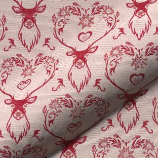 Decoration fabric jacquard DOUBLE FACE Landhaus Deer Heart dark red