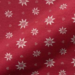 Decoration fabric jacquard DOUBLE FACE Landhaus Edelweiss dark red