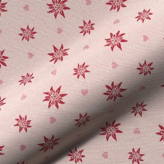 Decoration fabric jacquard DOUBLE FACE Landhaus Edelweiss dark red