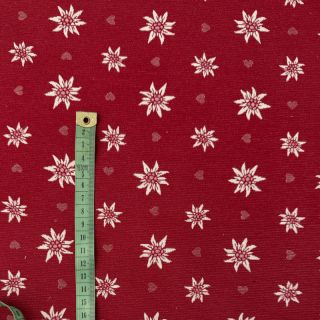 Decoration fabric jacquard DOUBLE FACE Landhaus Edelweiss dark red